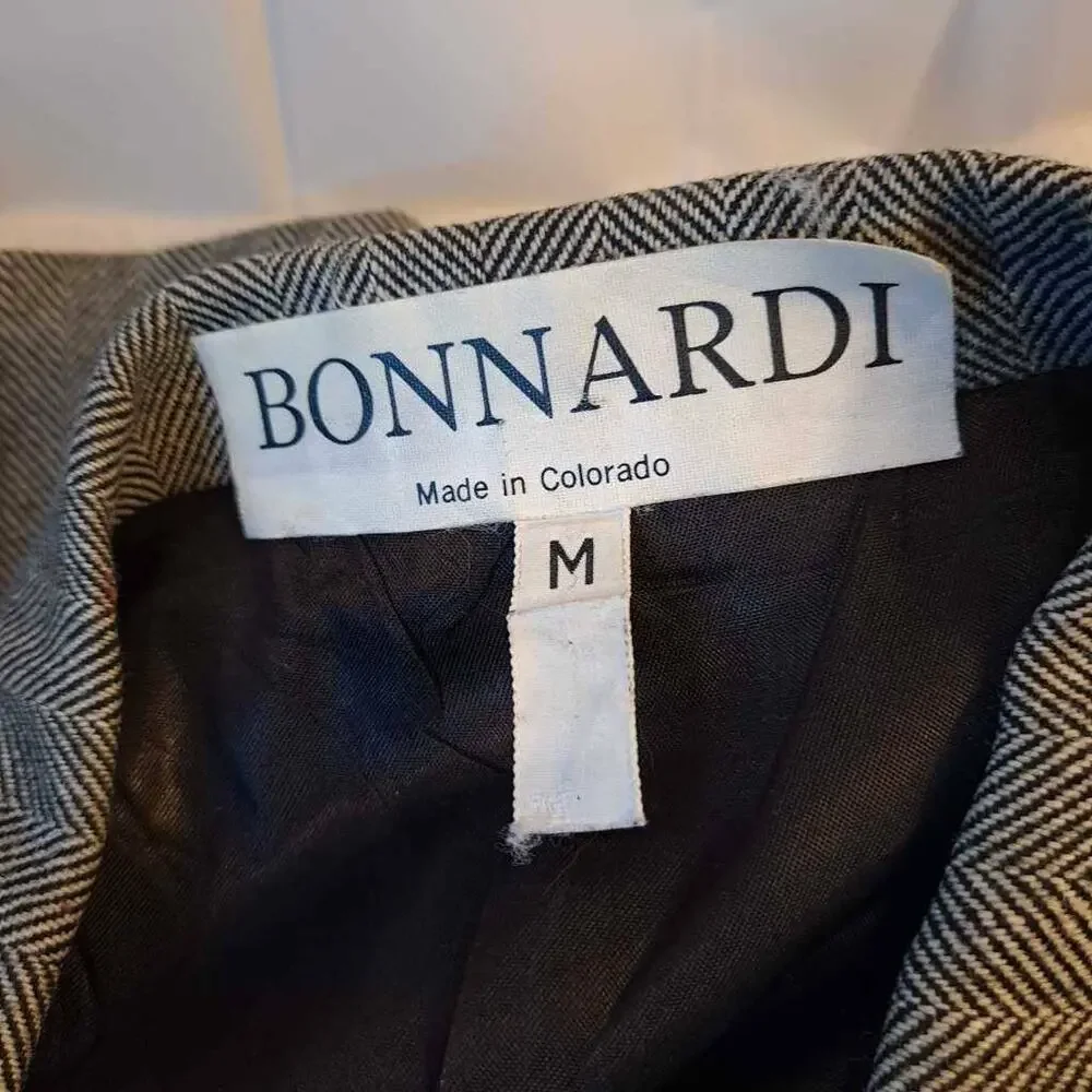 Bonnardi Women's Suit Jacket Blazer Gray Herringbone Fringes Embellished M New - Picture 6 of 9